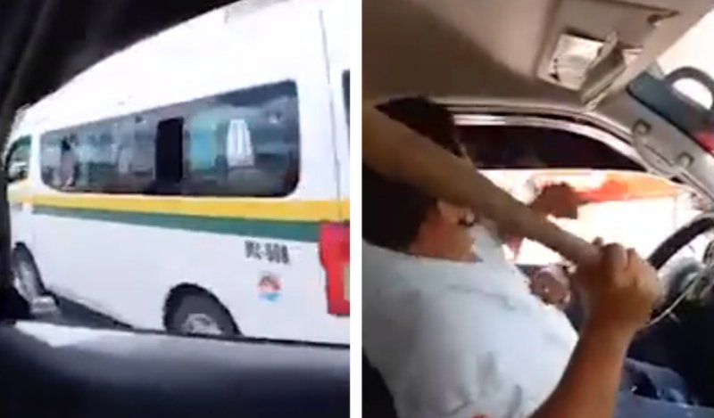 A batazos, así fue la discusión entre conductores de dos combis en Cancún (VIDEO)