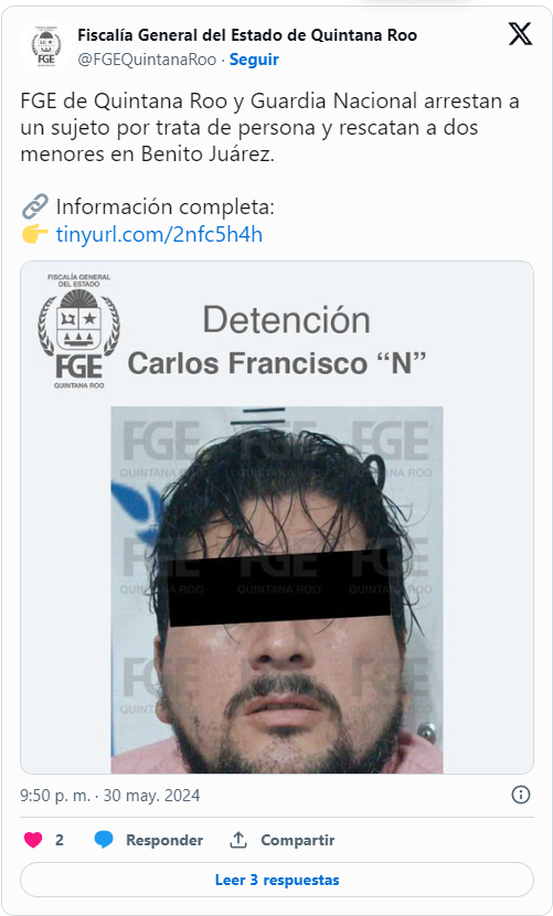 Cae presunto implicado en caso de pornografía infantil en Cancún: Fiscalía del Estado