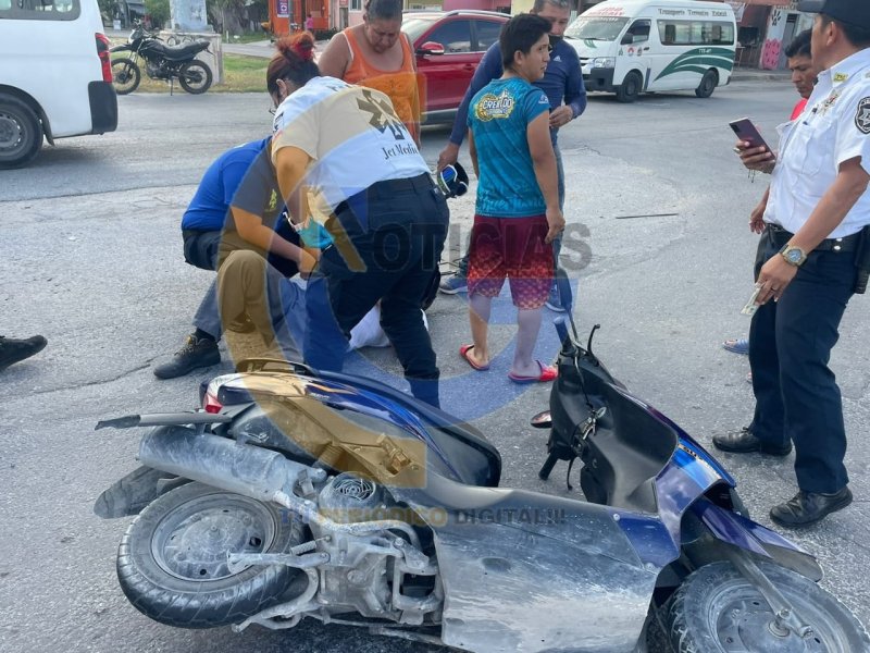 Cancún. – Accidente de tránsito deja un lesionado en la prolongación Tulum entre las regiones 239 y 240
