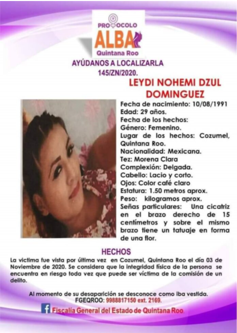 CONFIRMAN MUERTE DE JOVEN DESAPARECIDA EN COZUMEL: Anuncian hallazgo de los restos de Leydi Noemí en domicilio de la isla