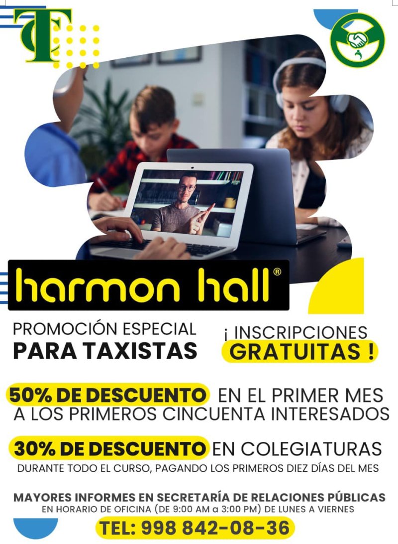 CONVENIO DE COLABORACIÓN CON HARMON HALL, OTORGA DESCUENTOS PARA TAXISTAS DE CANCÚN EN CURSOS DE INGLÉS