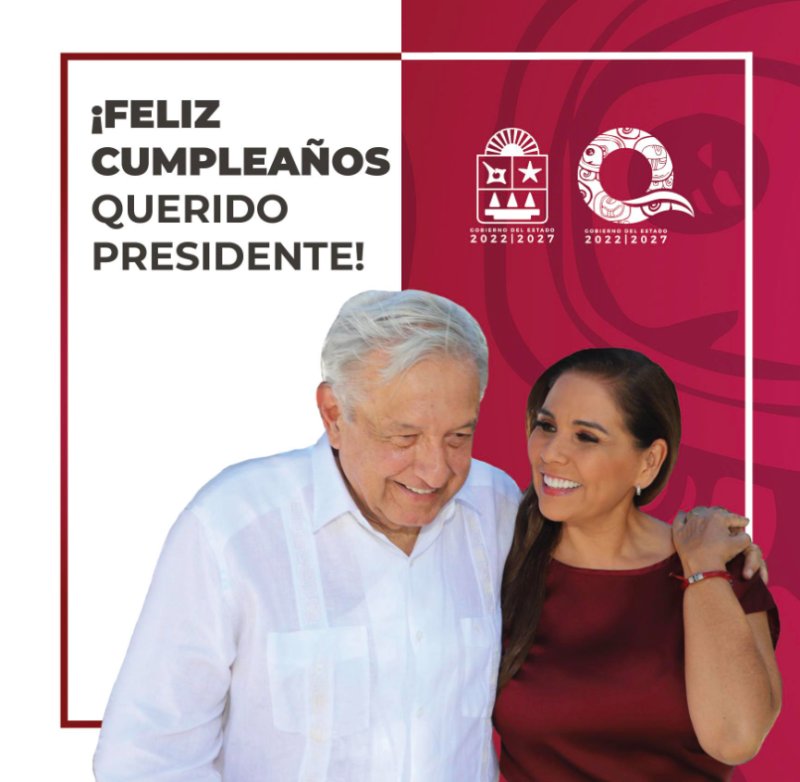 Desde <a href="https://www.facebook.com/hashtag/quintanaroo?__eep__=6&__cft__[0]=AZXlNJbM9Kr4SuIrEDBTLhzAUMSz3cpxWUimYf4ul8K4Ypm8XGAekxBgXcIvw9uQqc2t410DUCKFluoo8Utah7ozPq9FuqvubL6lxr7TIcx9OiGSULQECvHKS8bL8IklZFJQJNSwwRPoD22Bw67H6acq&__tn__=*NK-R">#QuintanaRoo</a> felicitamos al mejor presidente que ha tenido nuestro país.