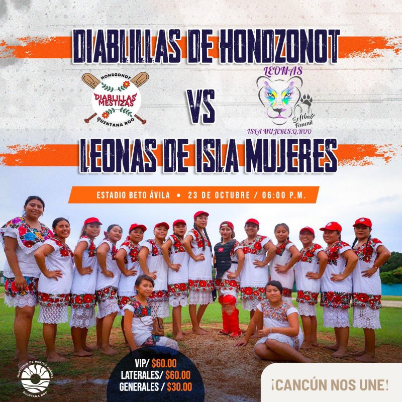 Diablillas de Hondzonot vs Leonas de Isla Mujeres en el Beto Ávila