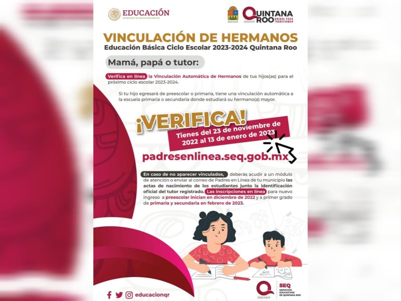 El 13 de enero, último día para consultar la Vinculación Automática de Hermanos