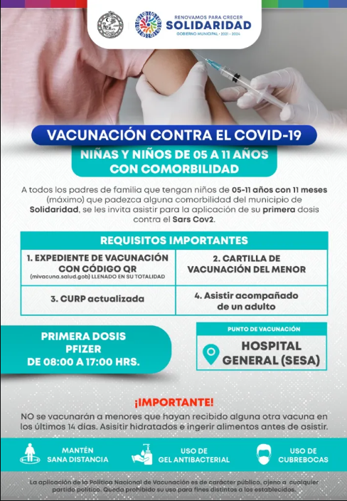 el 4 de julio empieza vacunación para niños solidarenses