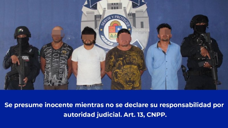 Elementos de la Secretaría de Seguridad Pública realizaron la detención de Jesús “N”, Noe “N”, Mauricio “N” y Francisco “N”, por su probable participación en delitos contra la salud.