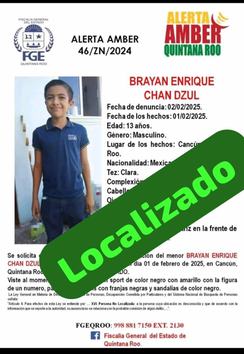 Encuentran a Brayan Enrique Chan tras una semana desaparecido