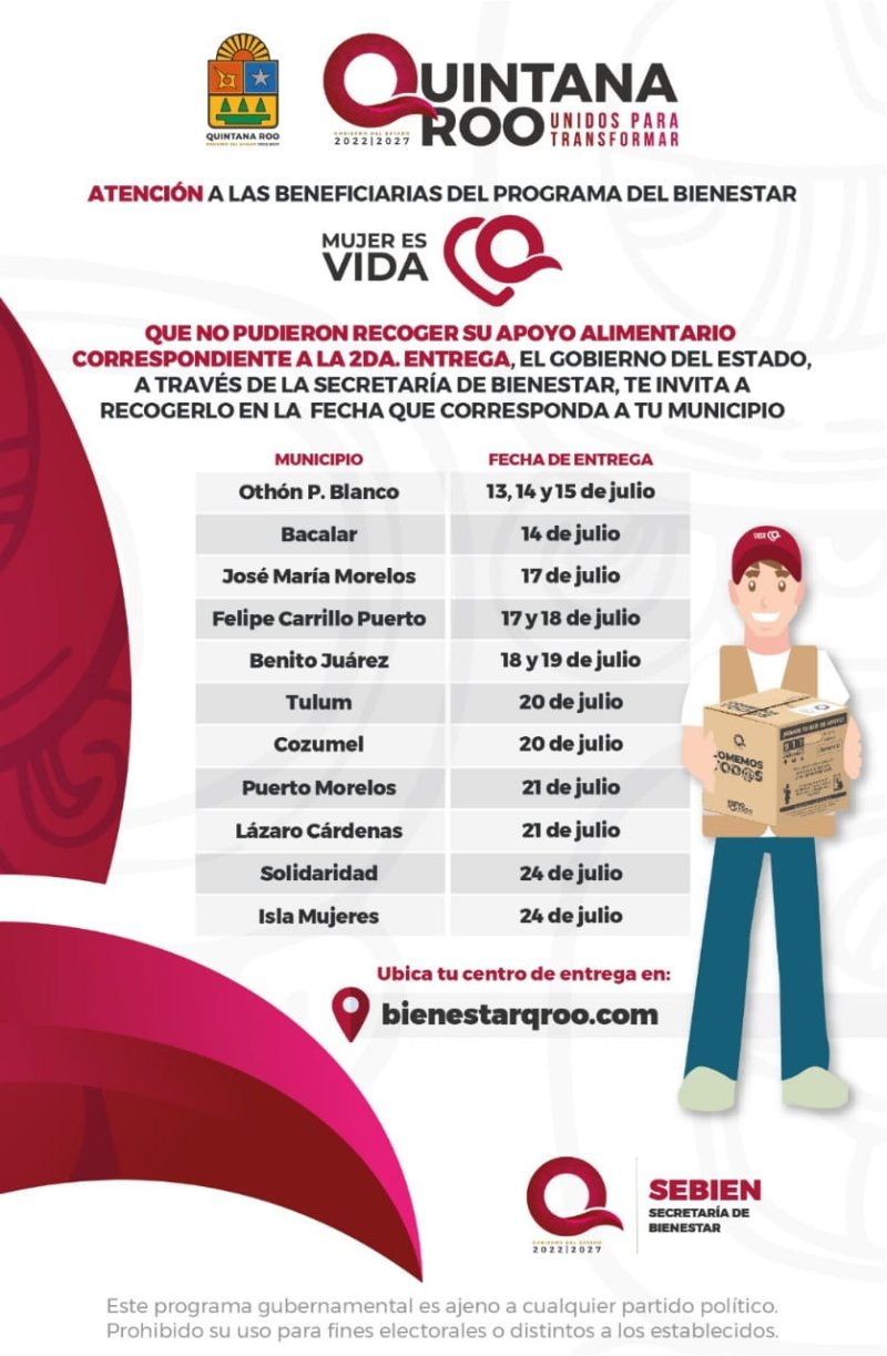 Entregará SEBIEN paquetes alimentarios a beneficiarias en rezago