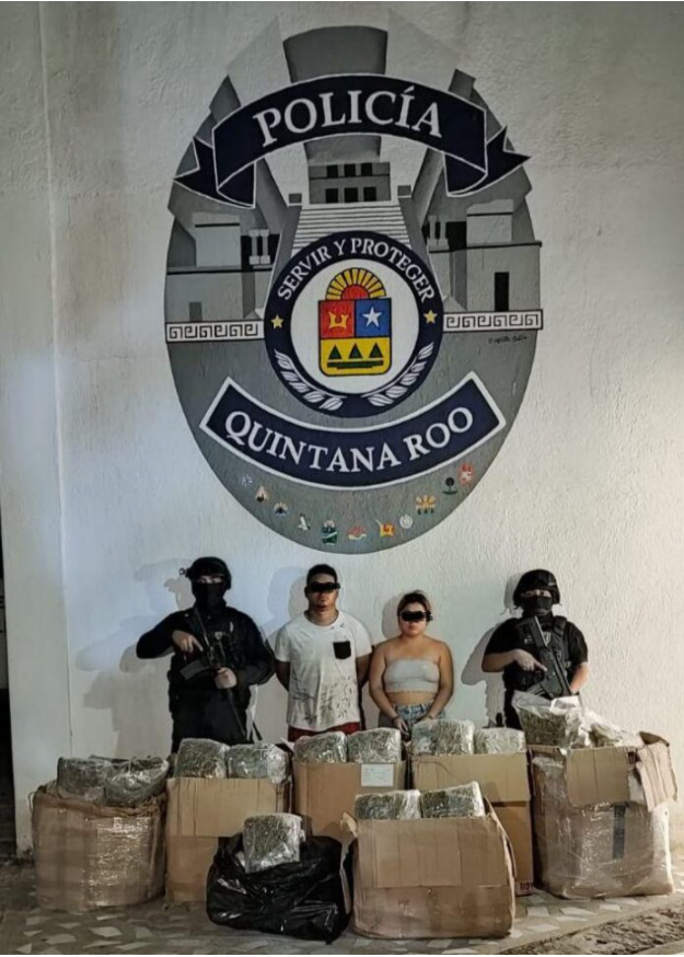 GOLPE AL NARCO EN VILLAS DEL SOL: Decomisan 65 kilos de marihuana y detienen a dos en Playa del Carmen