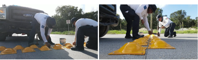 instalacion de bollas para evitar los accidentes
