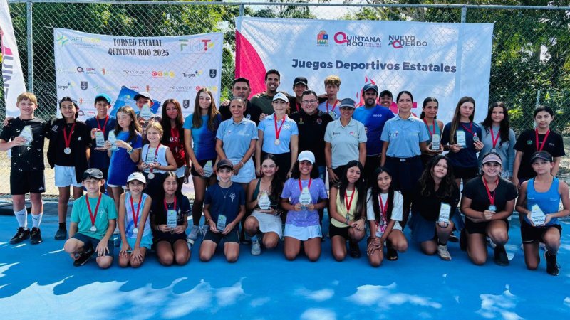 Jugadores quintanarroenses mostraron su talento en la eliminatoria de tenis de los Juegos Deportivos Estatales 2025
