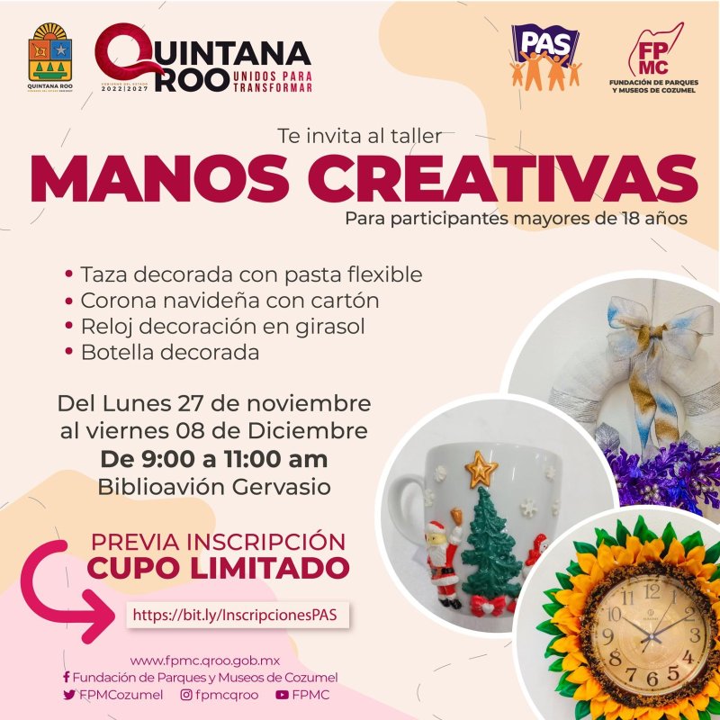La Fundación de Parques y Museos invita a la comunidad a participar en el taller gratuito “Manos Creativas”