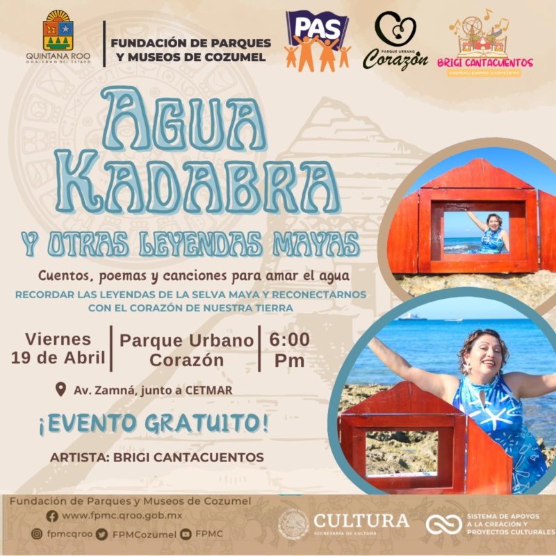 La Fundación de Parques y Museos invita al espectáculo “¡Agua Kadabra! y otras leyendas mayas”, con la artista Brigi CantaCuentos