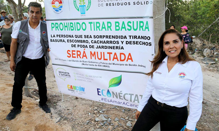 Mara Lezama en contra de la basura y a favor del reciclaje.