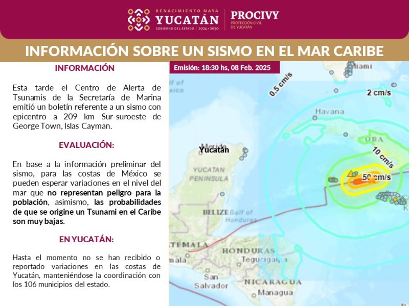 No representa peligro para la población de Yucatán la alerta emitida por tsunami