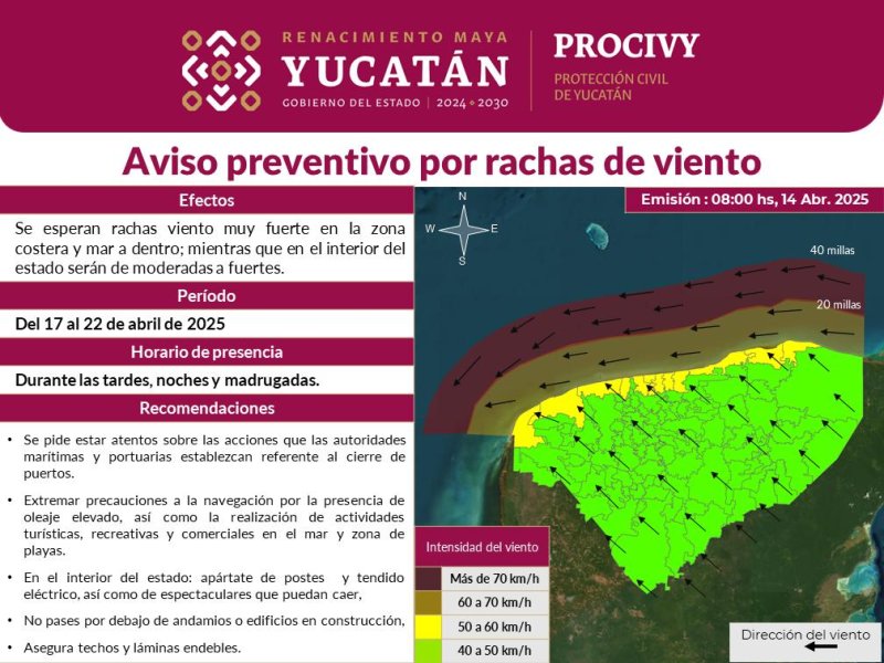 Precaución ante fuertes vientos; Procivy