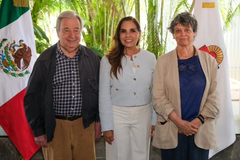 Recibe Mara Lezama en Cancún al Secretario General de la ONU, António Guterres y refrenda compromiso con la agenda global