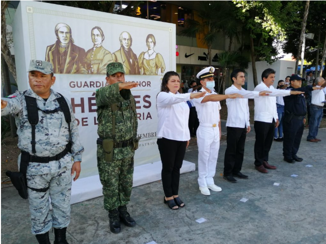 Rinden homenaje a los héroes de la patria en Benito Juárez
