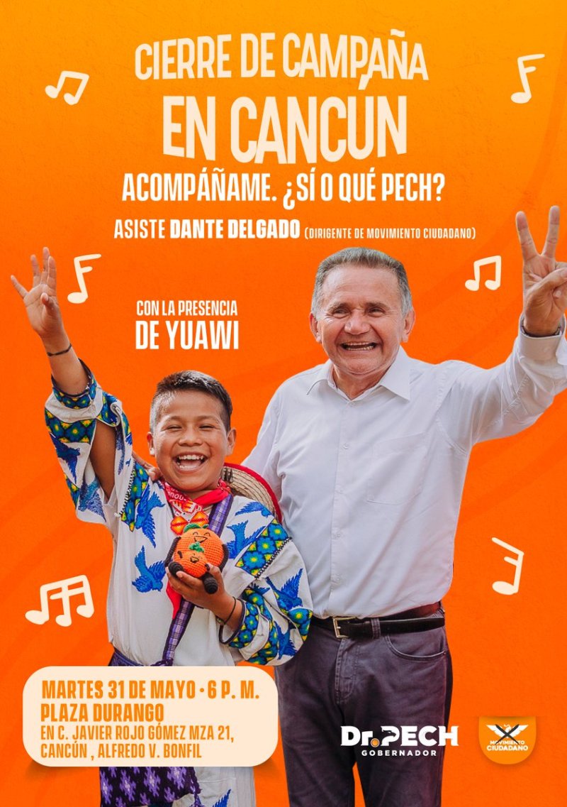 SORPRENDERÁ LA GRAN CANTIDAD DE VOTOS QUE GANARA MOVIMIENTO CIUDADANO: DR. PECH