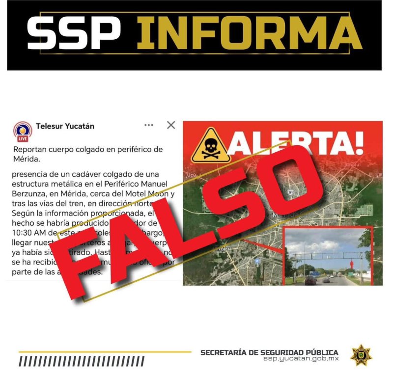 SSP Desmiente Falso Reporte sobre Incidente en Periférico de Mérida