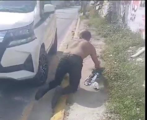 Sujeto termina con fractura en la Región 75 tras causar destrozos