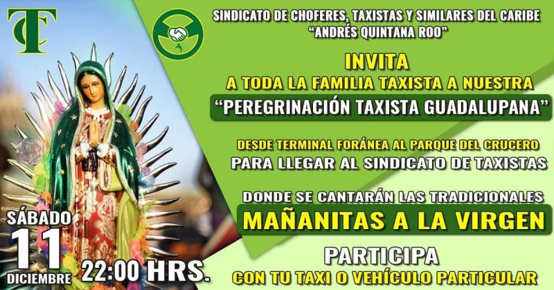 TAXISTAS DE CANCÚN ANUNCIAN “MEGA PEREGRINACIÓN GUADALUPANA”