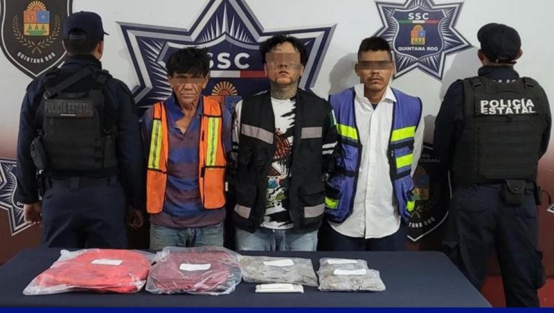 Tres hombres vestidos de trabajadores de obra son detenidos con dos mochilas con Marihuana