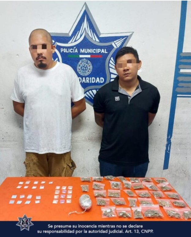Vendedores de drogas detenidos con más de 60 dosis en fraccionamiento de Playa del Carmen