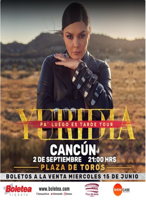 Yuridia en Cancún, la coach Ganadora de ‘La Voz llega con ‘Pa’ luego es tarde tour’ a la Plaza de Toros