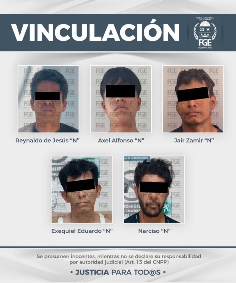Fiscalía de Quintana Roo lleva a proceso a cinco personas por su probable participación en delitos