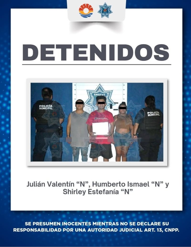 POLICÍA CANCÚN DETIENE A TRES PERSONAS POR EL DELITO DE LESIONES EN LA SM 249