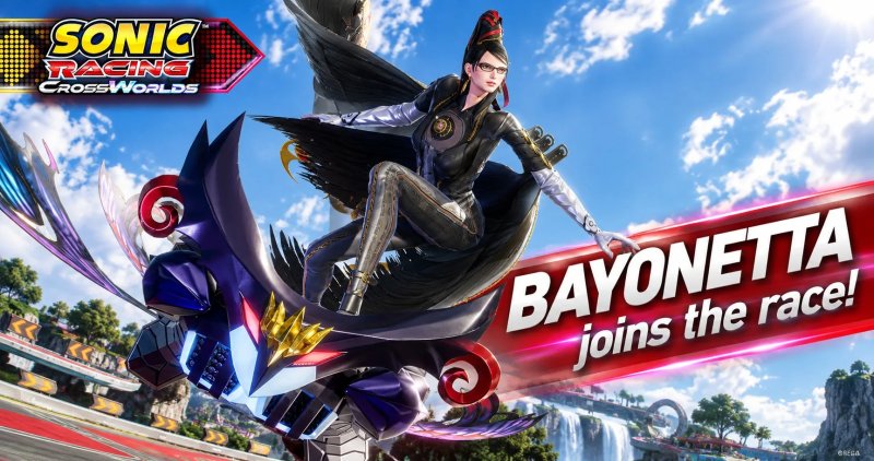 SEGA anunció que Bayonetta se sumará a Sonic Racing CrossWorlds como el primer personaje gratuito